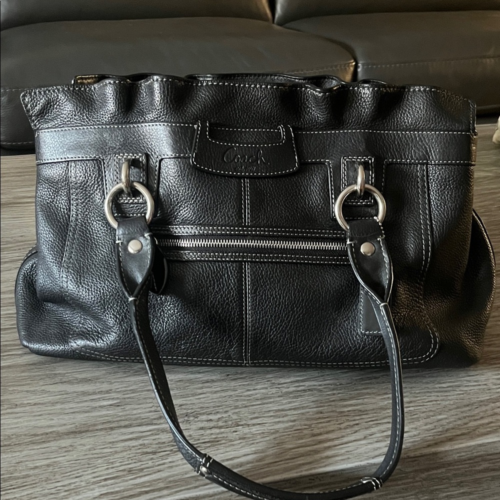 Coach Black Leather Shoulder Bag